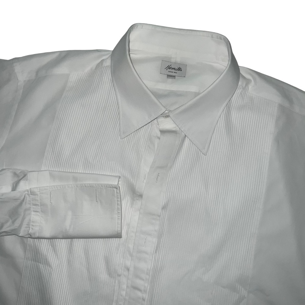 Hamilton Pleated Front Tuxedo Shirt French Cuff Men’s White USA